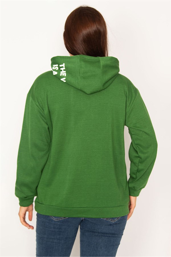 Women's White Hooded Kangaroo Pocket Fleece Sweatshirt with Raised Inside 65N34583