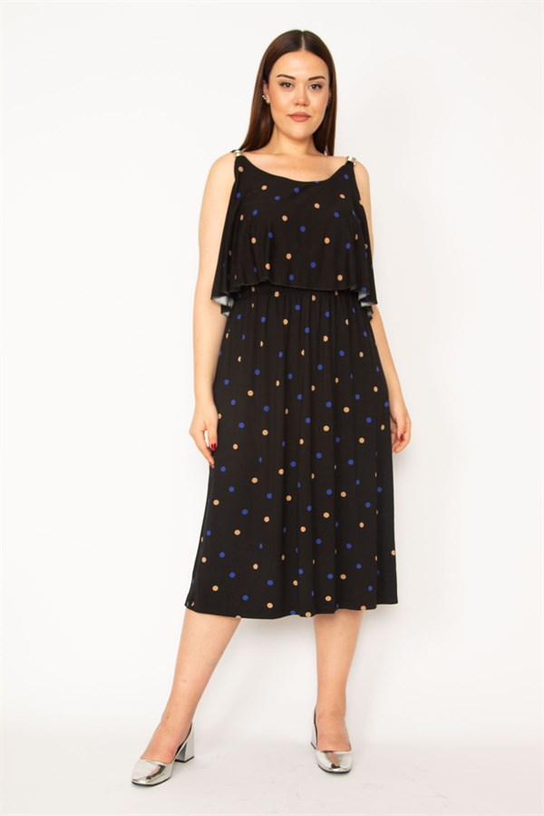 Kadın Kemik Göğüs Volanlı Askılı Elbise 65N33212