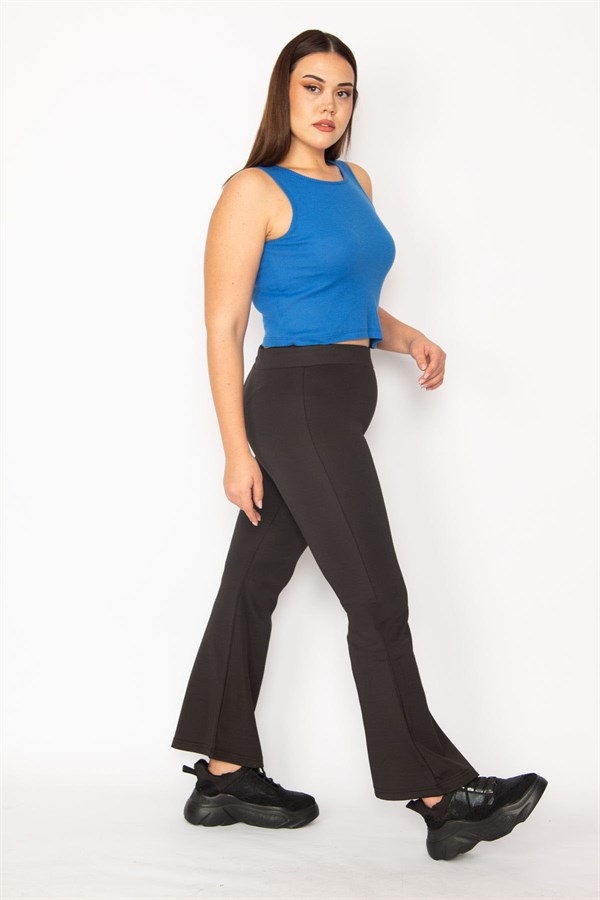 Kadın Siyah Geniş Paça Strech Pantolon 65N35423