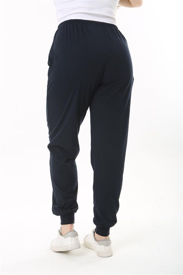 Kadın Büyük Beden Lacivert Paçası Ribanalı Eşofman Alt 65N37488