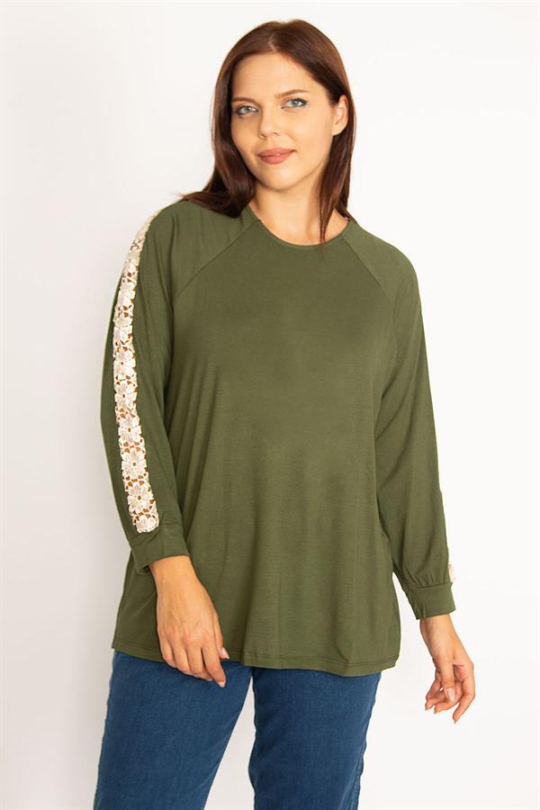 Kadın Bordo Dantel Detaylı Bluz 65N34646