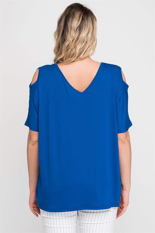 Kadın Beyaz Omuz Dekolteli Viskon Bluz 65N22698