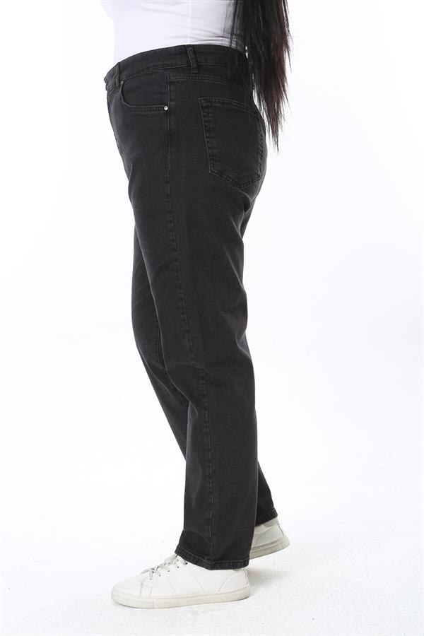 Kadın Büyük Beden Siyah Yüksek Bel 5 Cepli Likralı Kot Pantolon 65N38446