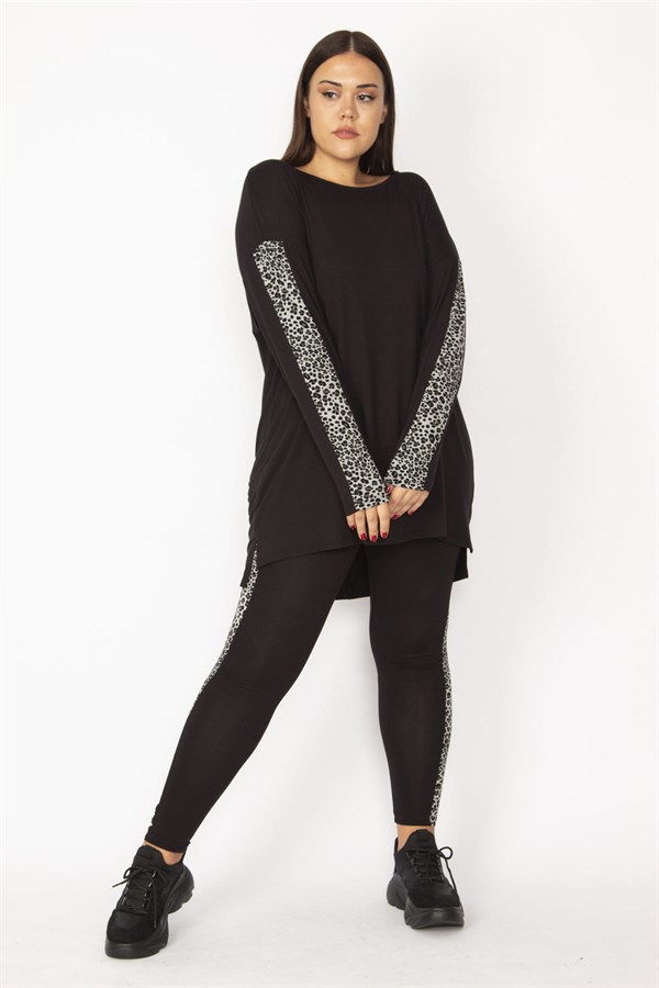 Kadın Siyah Yan Garni Detaylı Bisiklet Yakalı Bluz Ve Beli Lastikli Pantolon Takım 65N28371