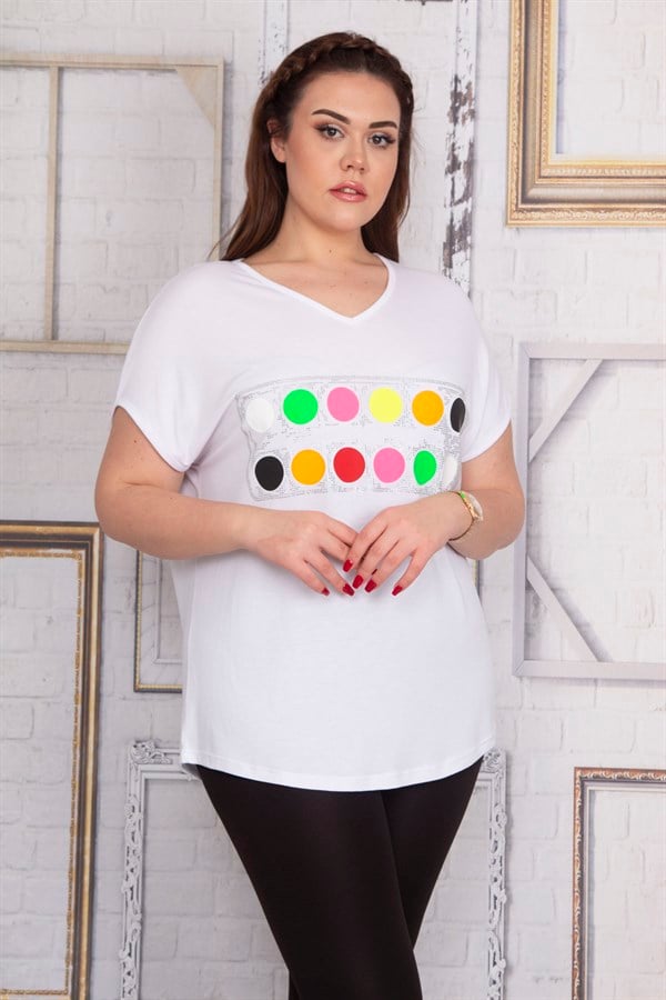 Kadın Kemik Ön Detaylı Düşük Kollu Viskon Bluz 65N22703