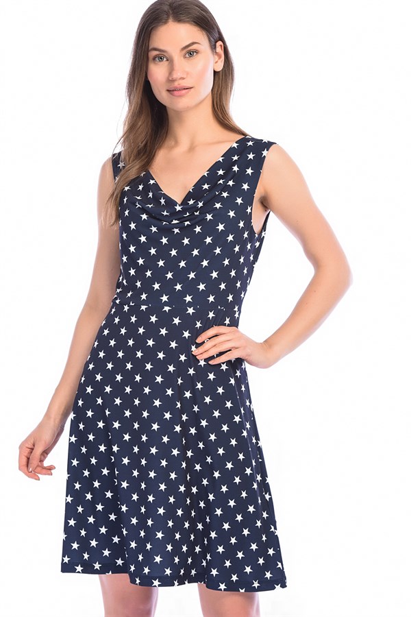 Robe bleu marine à motifs étoiles dans le dos pour femme 85N5278