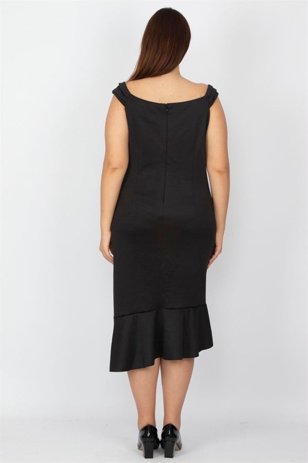 WOMEN'S BLACK WAIST AND SKIRT DETAILED DRESS