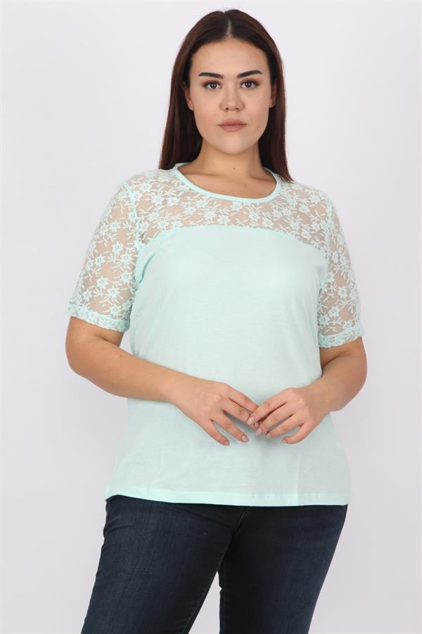 Kadın Beyaz Pamuklu Kumaş Dantel Detaylı Bluz 65N20711