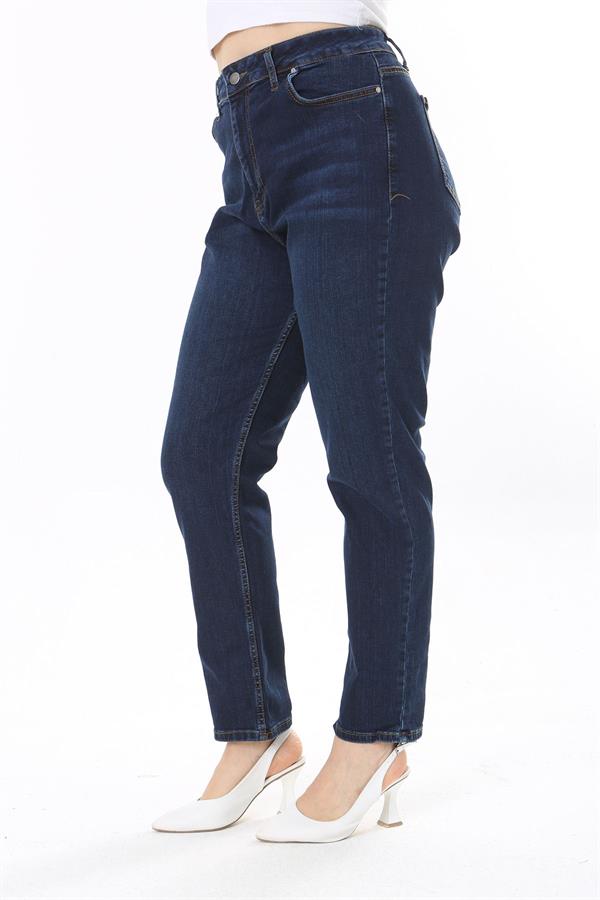 Kadın Büyük Beden Yüksek Bel Dar Paçalı Likralı Kot Pantolon 65N38091