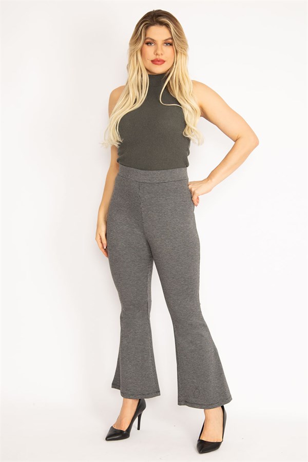 Kadın Siyah Piyedepul Desenli Pantolon 65N35111