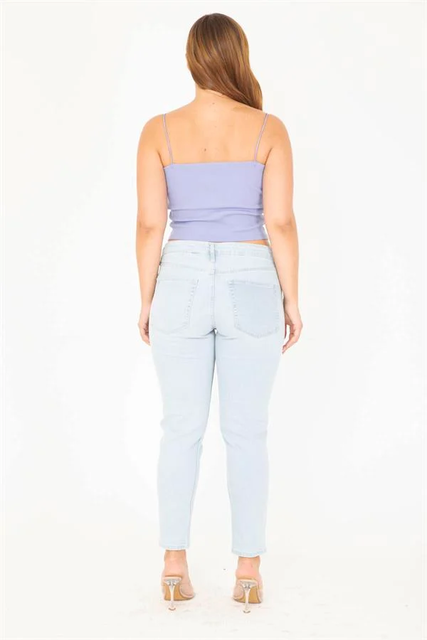 Kadın Büyük Beden Mavi 5 Cepli Kot Pantolon 65N36977