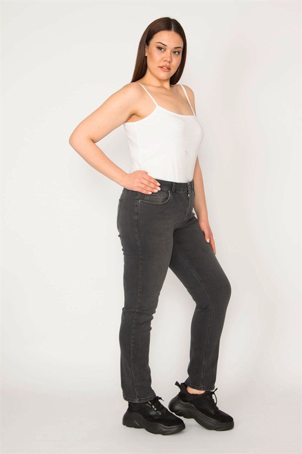 KADIN ANTRASİT 5 CEP LİKRALI JEAN PANTOLON