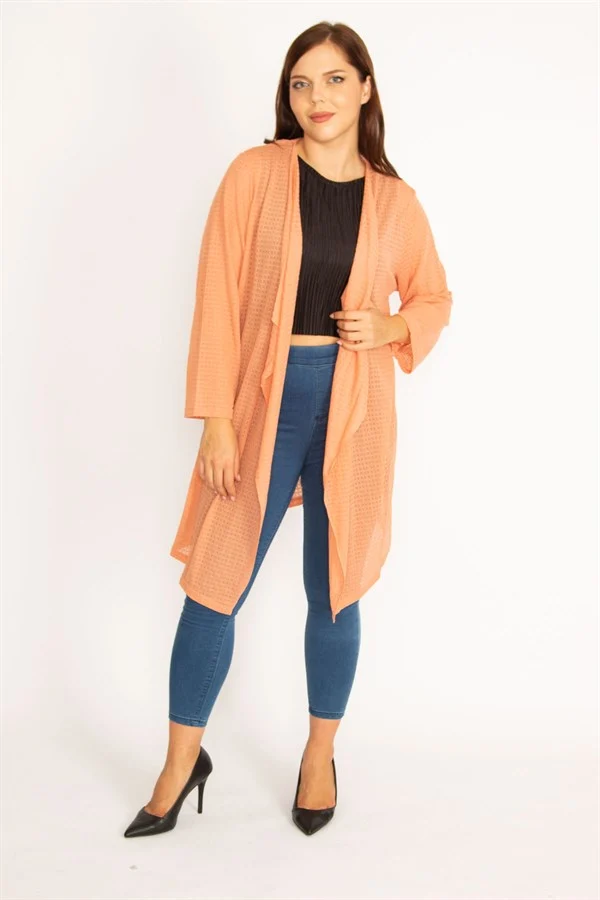 Kadın Oranj Salaş Yaka Hırka 65N34778