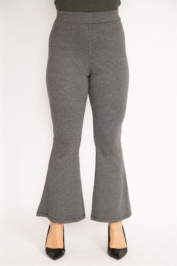 Kadın Siyah Piyedepul Desenli Pantolon 65N35111