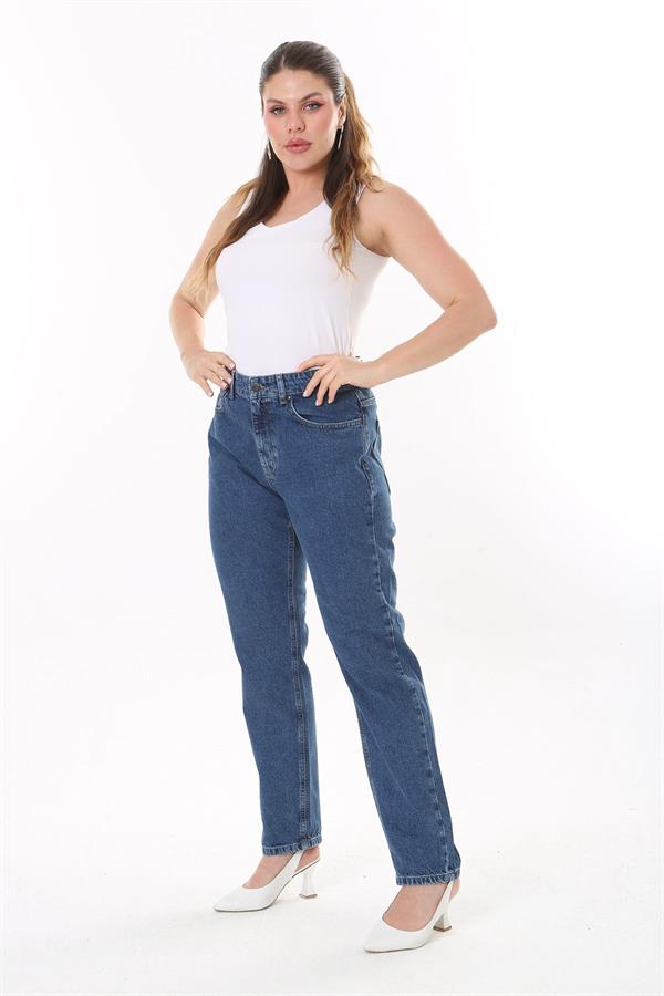 Kadın Büyük Beden Lacivert 5  Cepli Kot Pantolon 65N37731