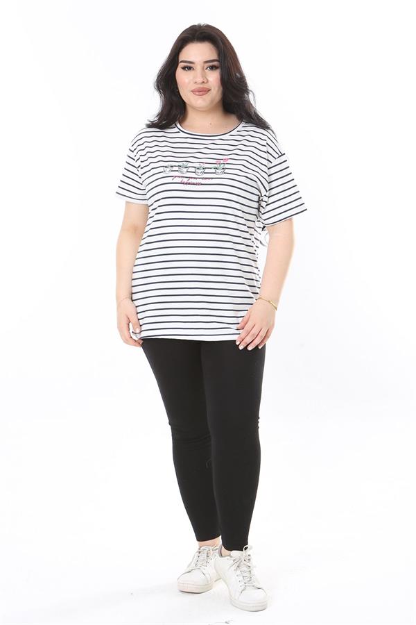 Kadın Büyük Beden Gül Kurusu Bisiklet Yakalı Kısa Kollu Bluz 65N38006