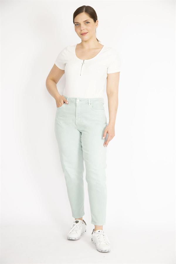 Kadın Su Yeşili Büyük Beden 5 Cepli Kot Pantolon