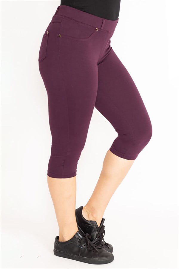 Kadın Mürdüm Ön Süs Ve Arka Cepli Tayt  65N35202