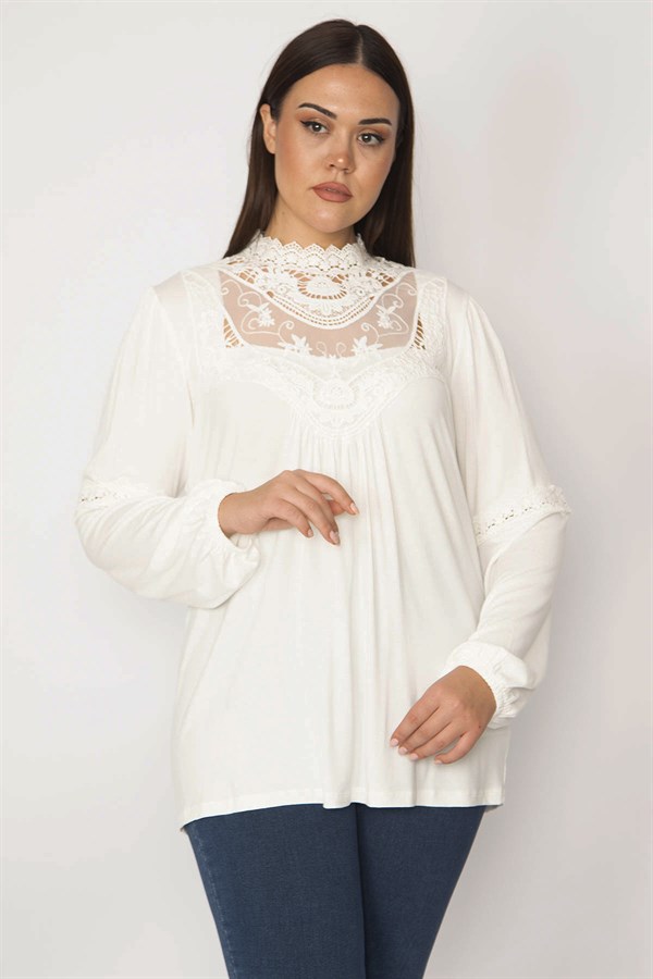 Chemisier femme en dentelle et tulle 26A29817