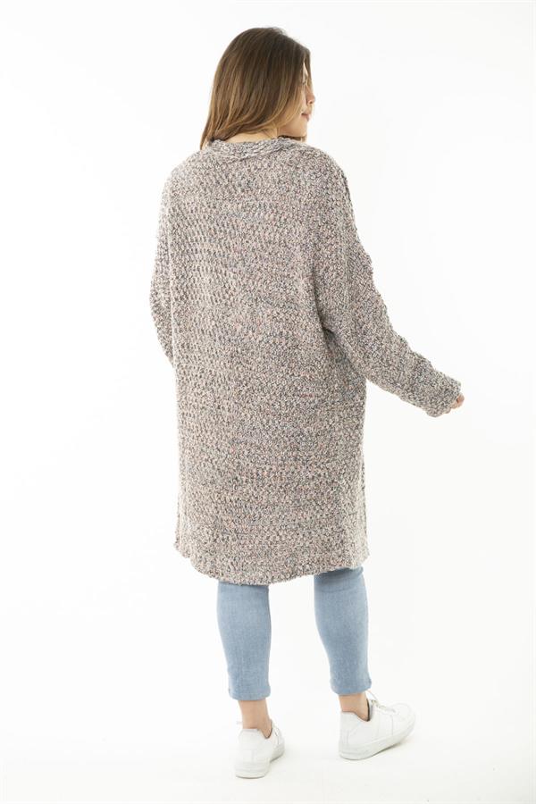 Kadın Büyük Beden Lila Kalın Triko Hırka 65N37170