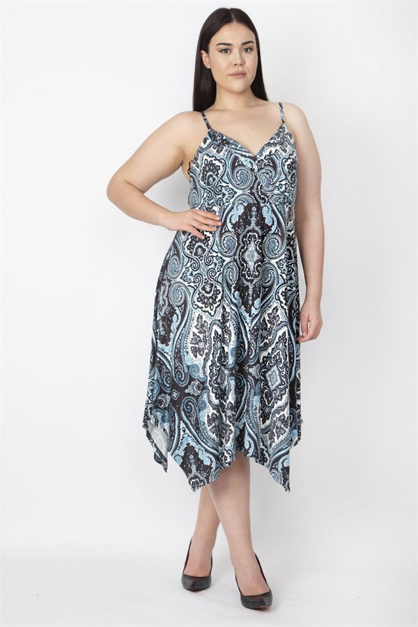 Kadın Nar İp Askılı Asimetrik Elbise 65N26736