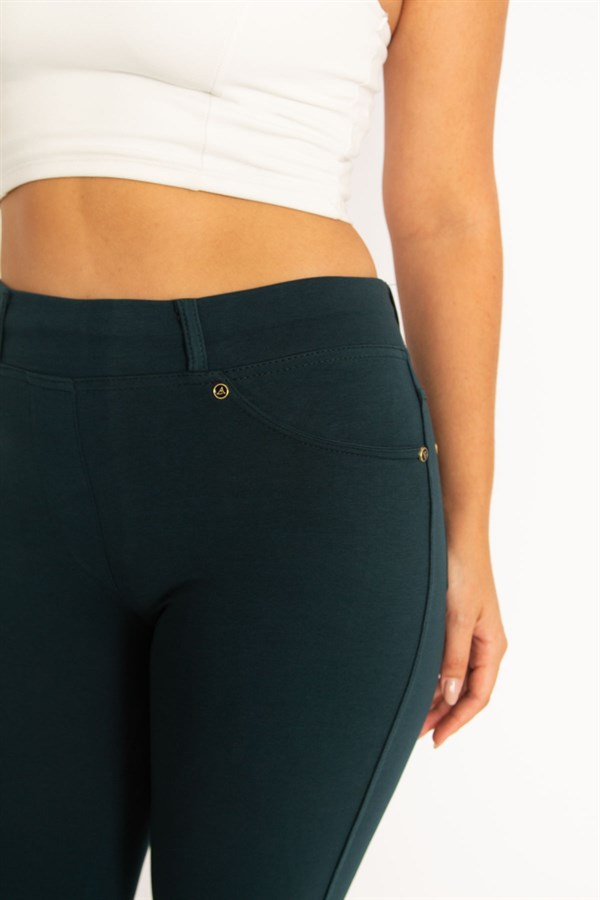 Kadın Kahve Ön Süs Ve Arka Cepli Tayt  65N34534