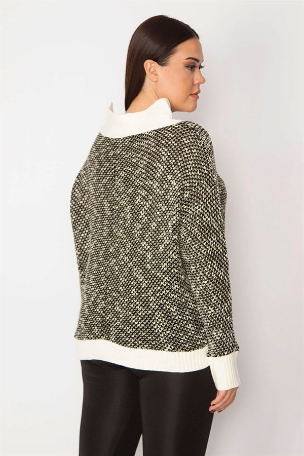 Kadın Siyah Triko Dokuma Önü Kapalı Tunik Hırka 65N29348