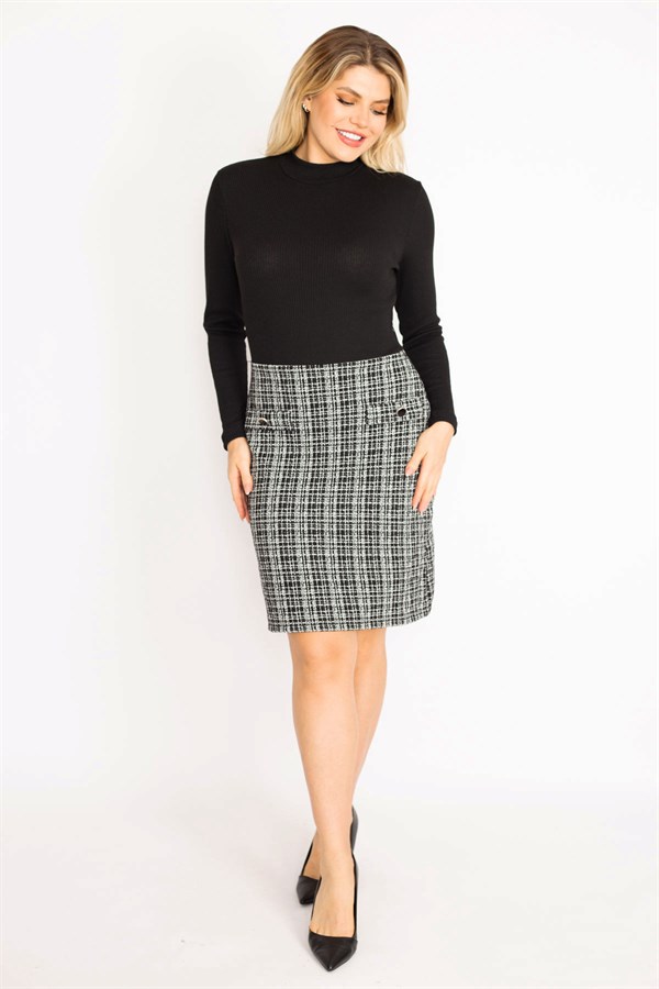 Kadın Siyah Süs Cepli Elbise 65N35024