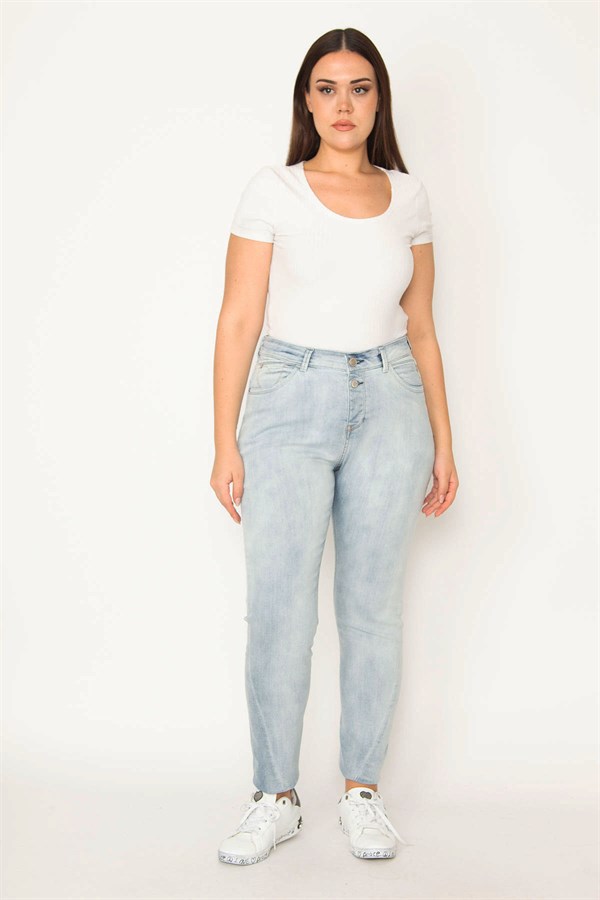 Kadın Mavi Yıkama Efektli 5 Cep Kot Pantolon 65N30966
