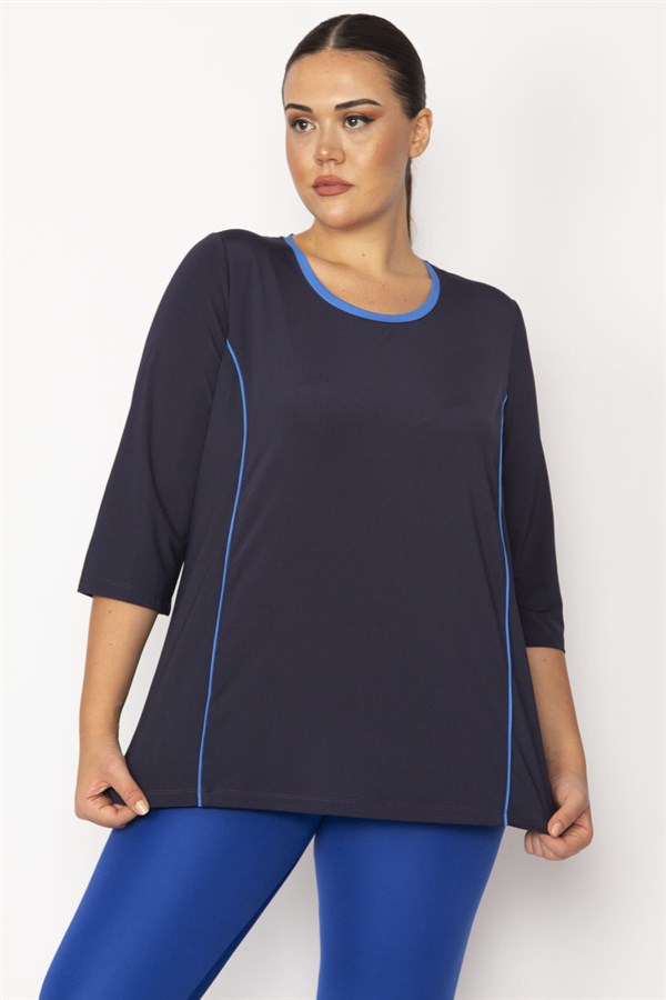 Kadın Lacivert Biye Ve Kup Detaylı Tunik 65N29275