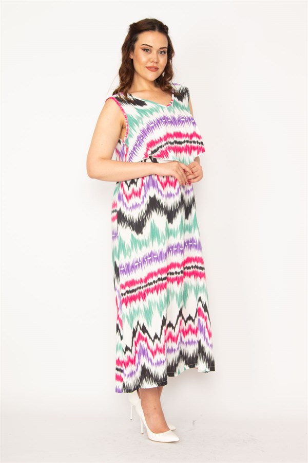 Kadın Fujya Dokuma Viskon Kumaş Göğüs Volanlı Elbise 65N33247