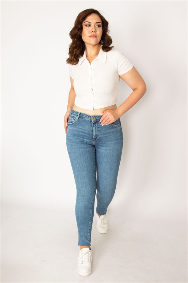 Kadın Mavi 5 Cep Skinny Jean Pantolon 65N33761