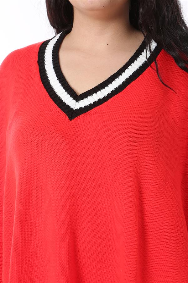 Kadın Büyük Beden Fujya V Yakalı Triko Panço 65N38571