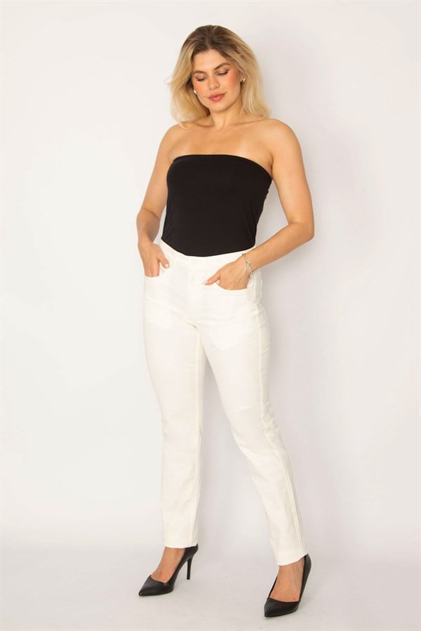 Women's White Lycra 5 Pocket Jeans 26A34294