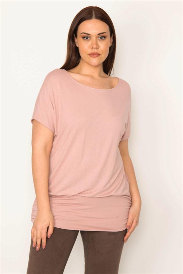 KADIN ORANJ ETEK UCU BÜZGÜLÜ DÜŞÜK KOLLU BLUZ