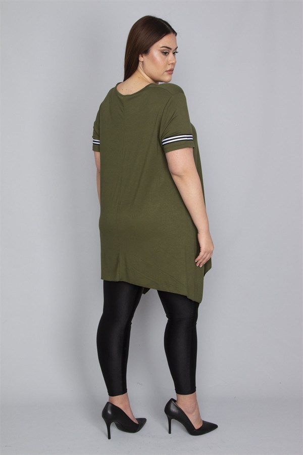 Kadın Haki Şerit Detaylı Asimertik Tunik 65N23133
