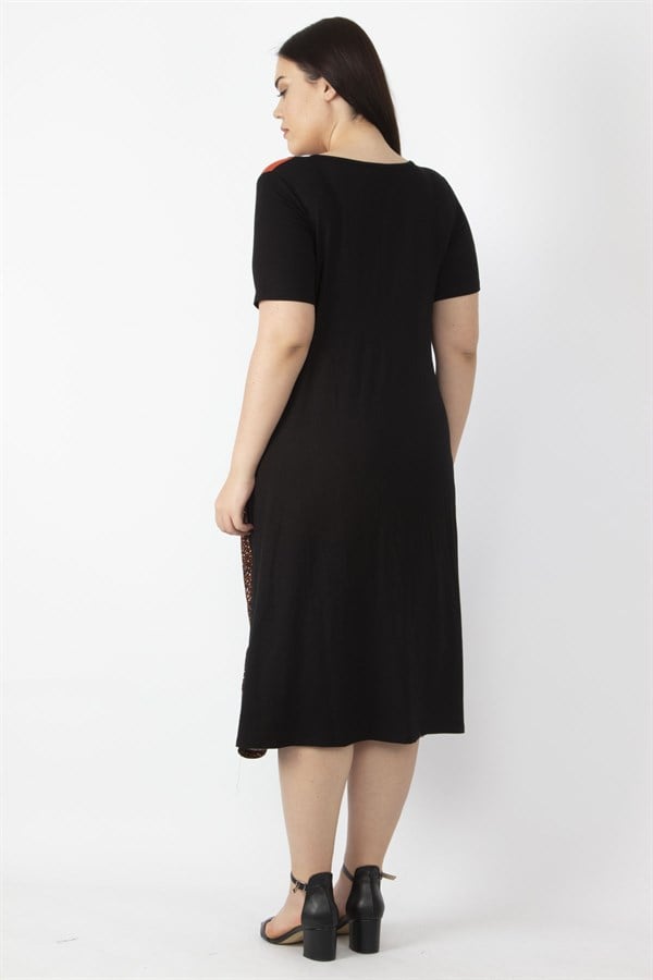 Kadın Turuncu Viskon Garnili Elbise 65N23624