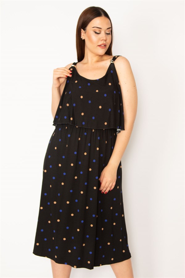 Kadın Kemik Göğüs Volanlı Askılı Elbise 65N33212