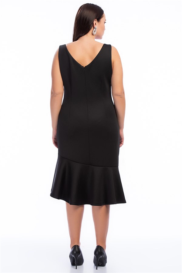 Kadın Siyah Yaka Detaylı Elbise 85N7193