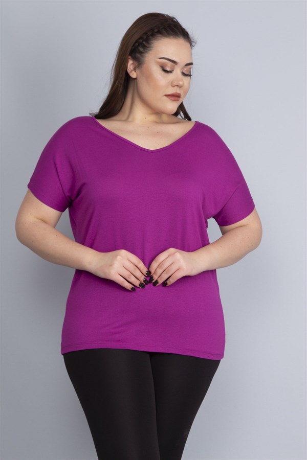 Kadın Fuşya Sırt Dekolteli Viskon Tunik 65N15439