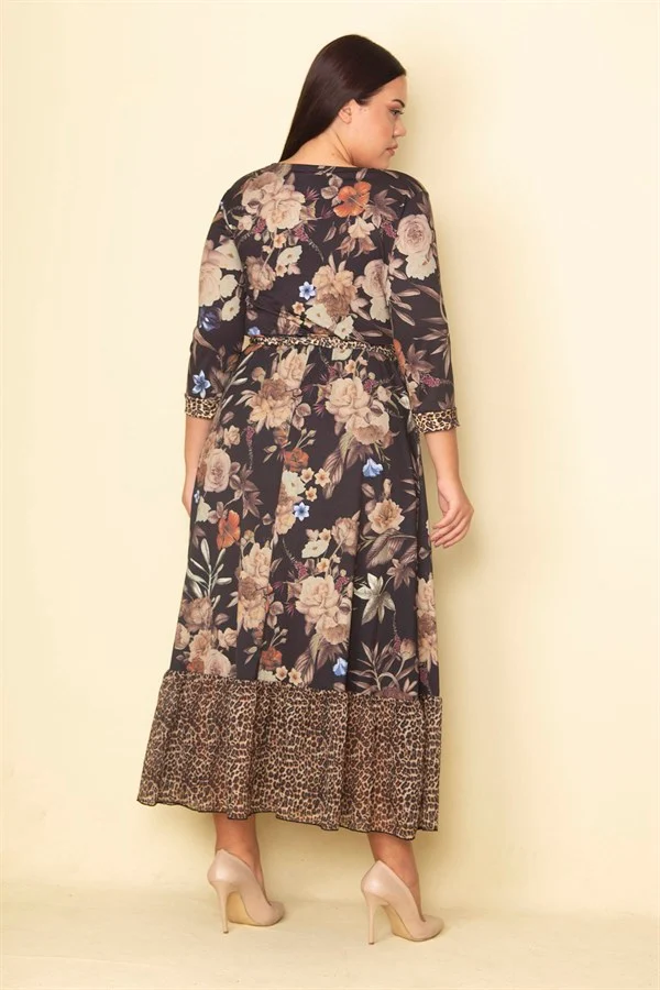 Kadın Renkli Etek Ucu Şifon Anvelop Uzun Elbise 65N33984