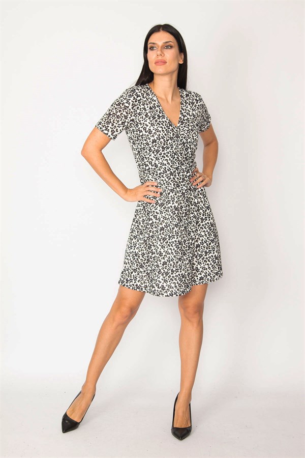 KADIN RENKLİ ANVELOP YAKALI ASTARLI ELBİSE