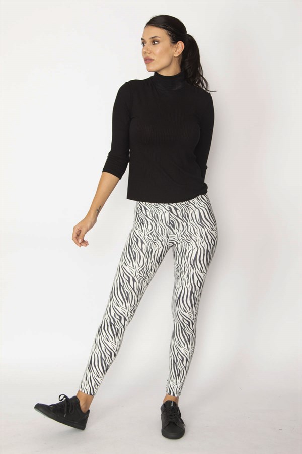 LEGGINGS FEMME À MOTIF ZÉBRÉ NOIR