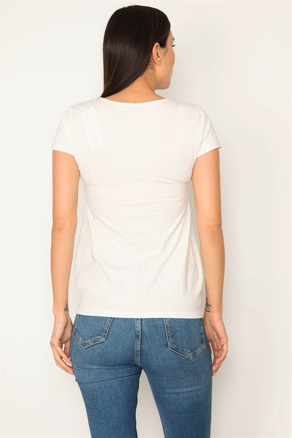 KADIN KEMİK YAKA KAPATMA PARÇALI ANVELOP BLUZ