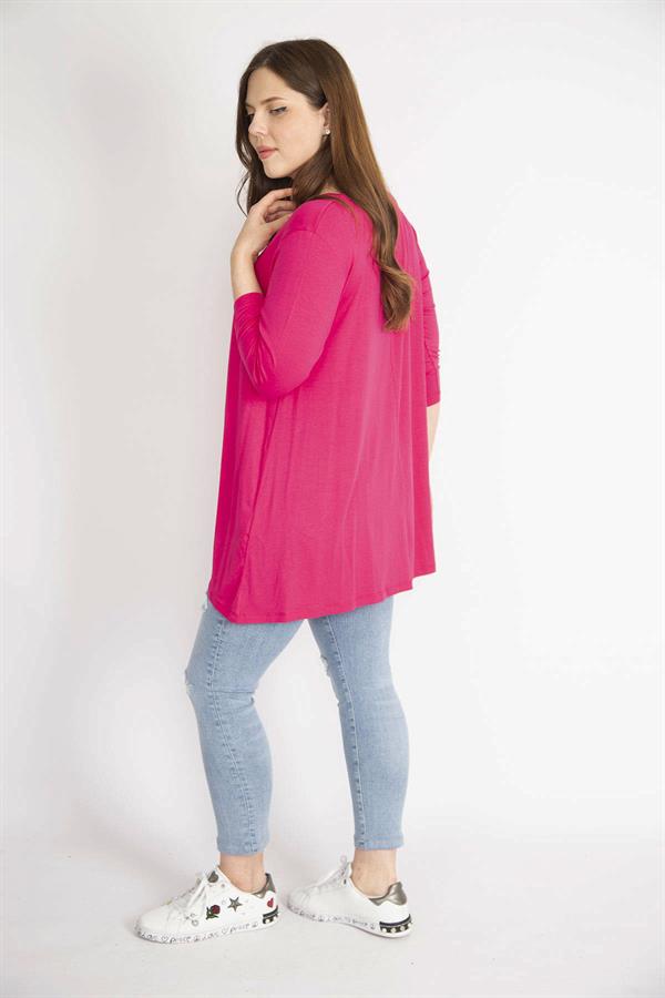 Kadın Fujya Büyük Beden V Yakalı Kapri Kol Tunik