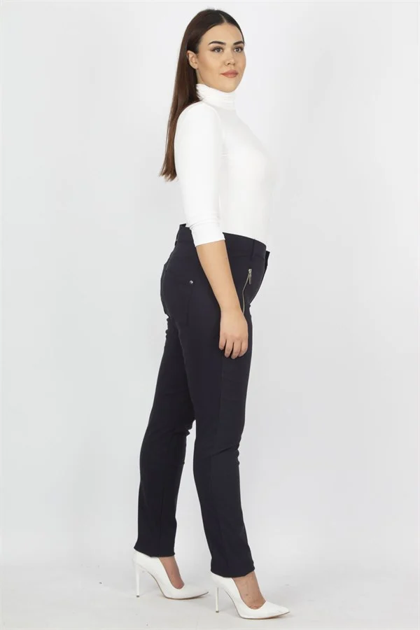 Kadın Bordo Fermuar Detaylı Pantolon 65N20932