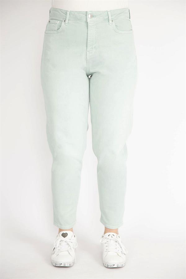 Kadın Su Yeşili Büyük Beden 5 Cepli Kot Pantolon