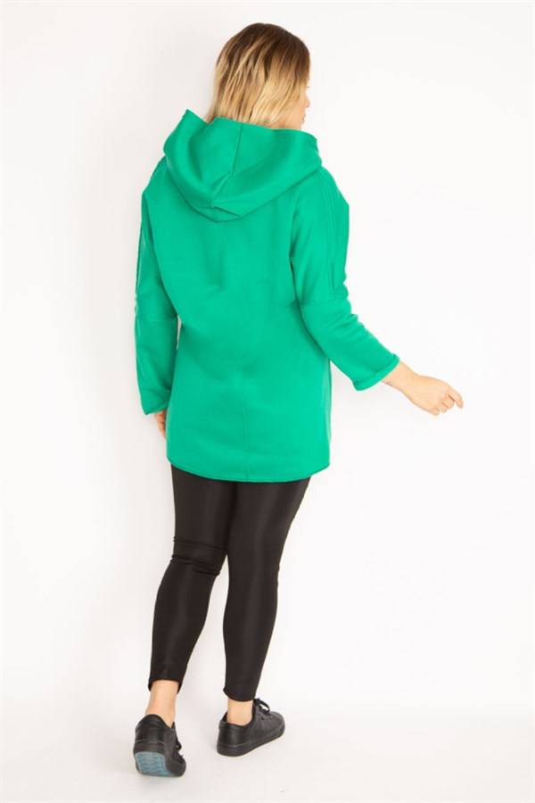 Kadın Antrasit Ön Fermuarlı Cep Ve Kapşonlu Mont 65N35108