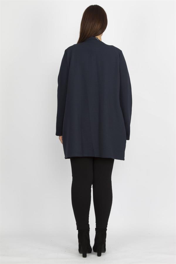 Kadin Lacivert Hakim Yaka Cep Detayli Astarsiz Ceket 65N14545