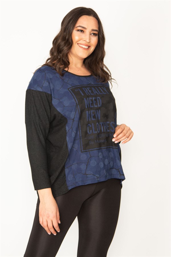 Kadın Siyah Yarasa Kol Ön Detaylı Tunik 65N31027